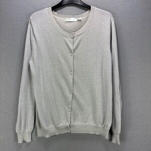 PBX Basics Cardigan Sweater Women's Large Cotton/Lurex Metallic Classic Dressy